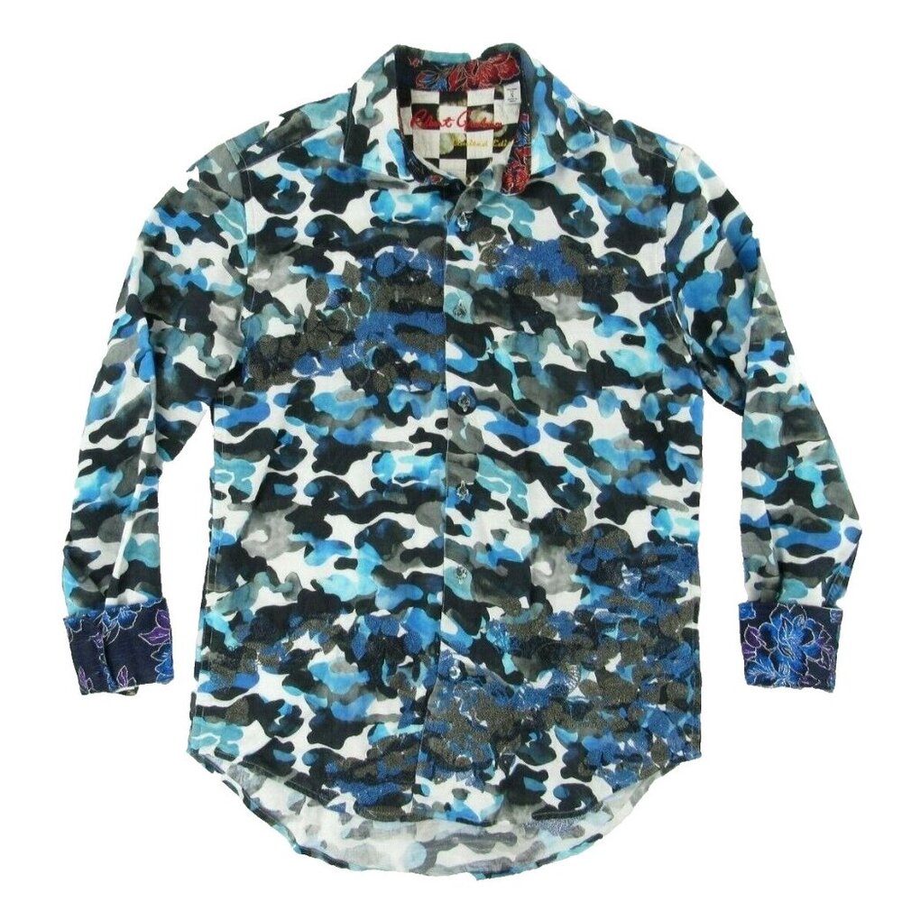 Robert Graham Limited Edition Mens Dress Shirt S Blue De Skies Long Sleeve